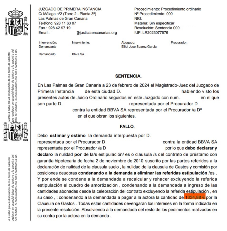 Sentencia ganada contra BBVA por gastos de hipoteca - Liseca Abogados